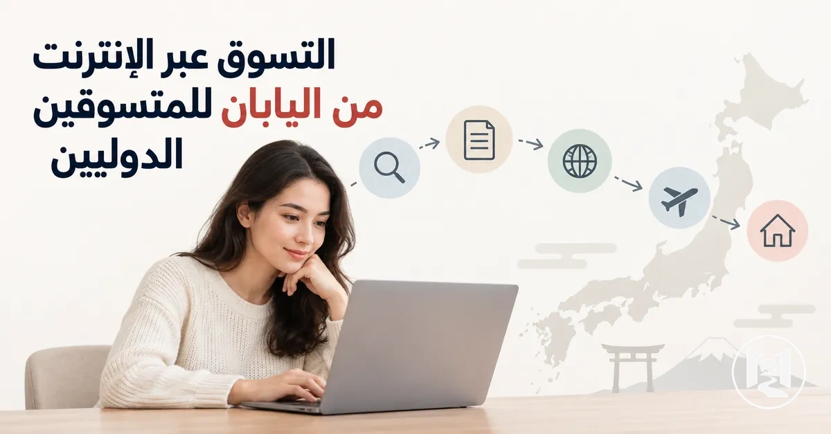 متسوق دولي يتابع خطوات التسوق عبر الإنترنت من اليابان