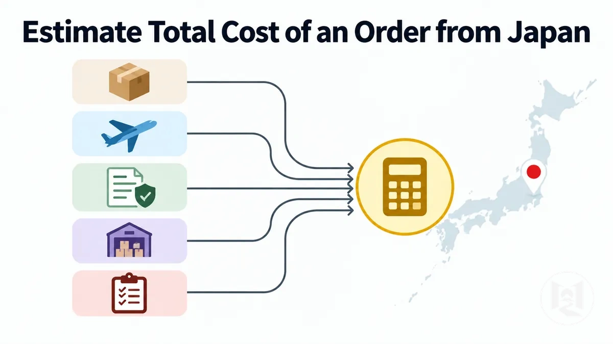 Cost breakdown for an online order shipped from Japan