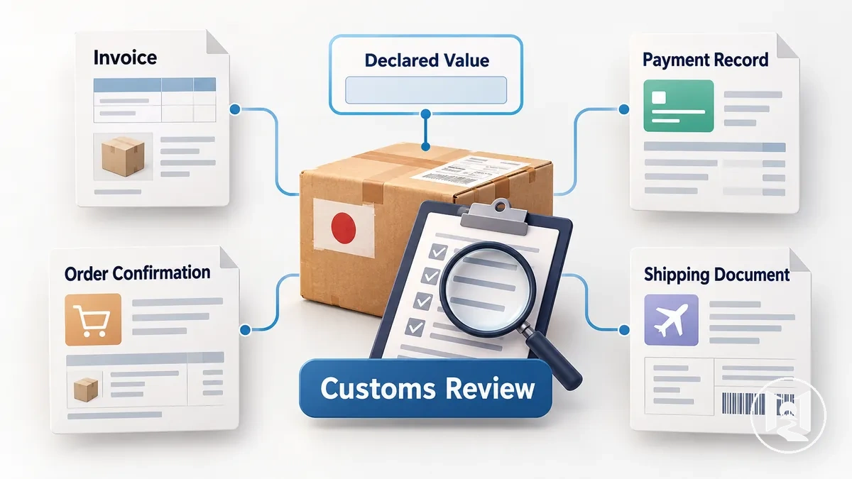 Documentos empleados para verificar el valor declarado de un paquete desde Japón