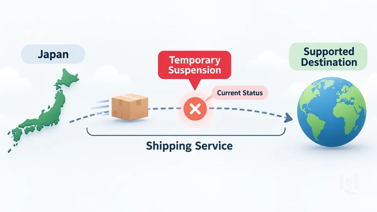 Suspensión temporal del servicio de envío que afecta a un destino internacional admitido desde Japón.