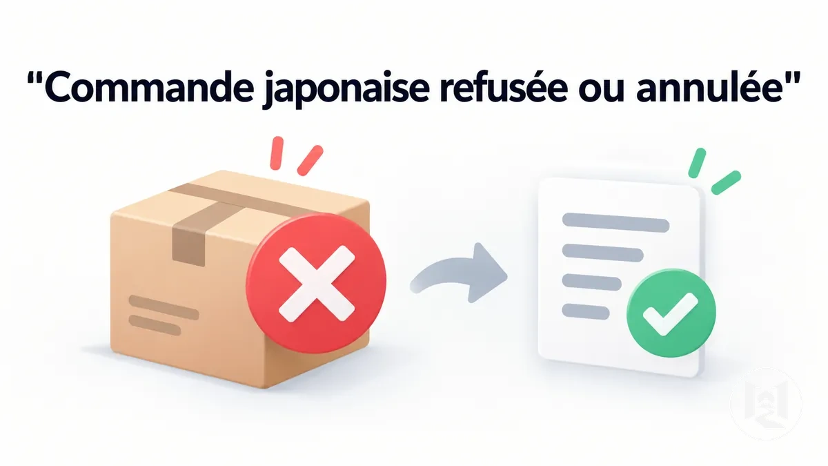 Validation d'une commande sur un site japonais affichant un refus ou une annulation