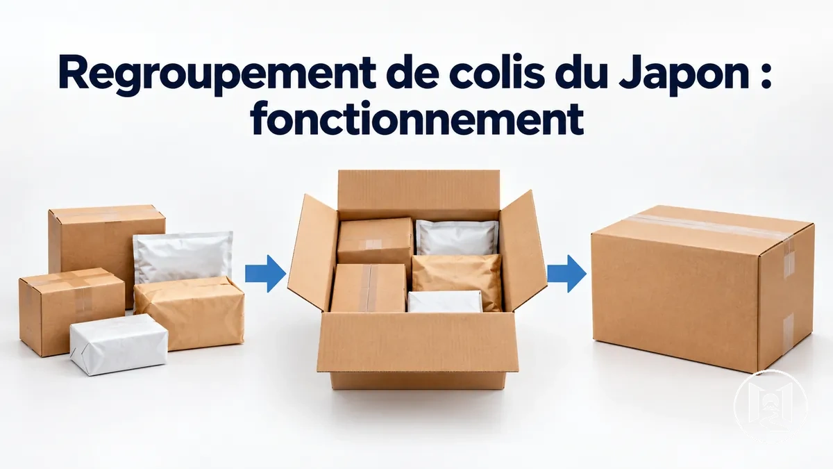Plusieurs colis en provenance du Japon regroupés pour une expédition internationale