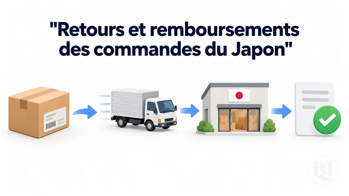 Processus de retour et de remboursement d'une commande en ligne expédiée depuis le Japon
