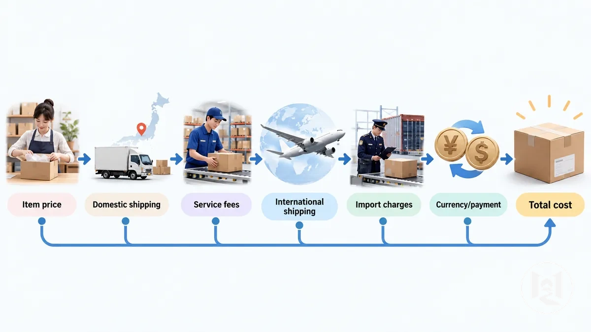 Composantes du coût total d’une commande depuis le Japon