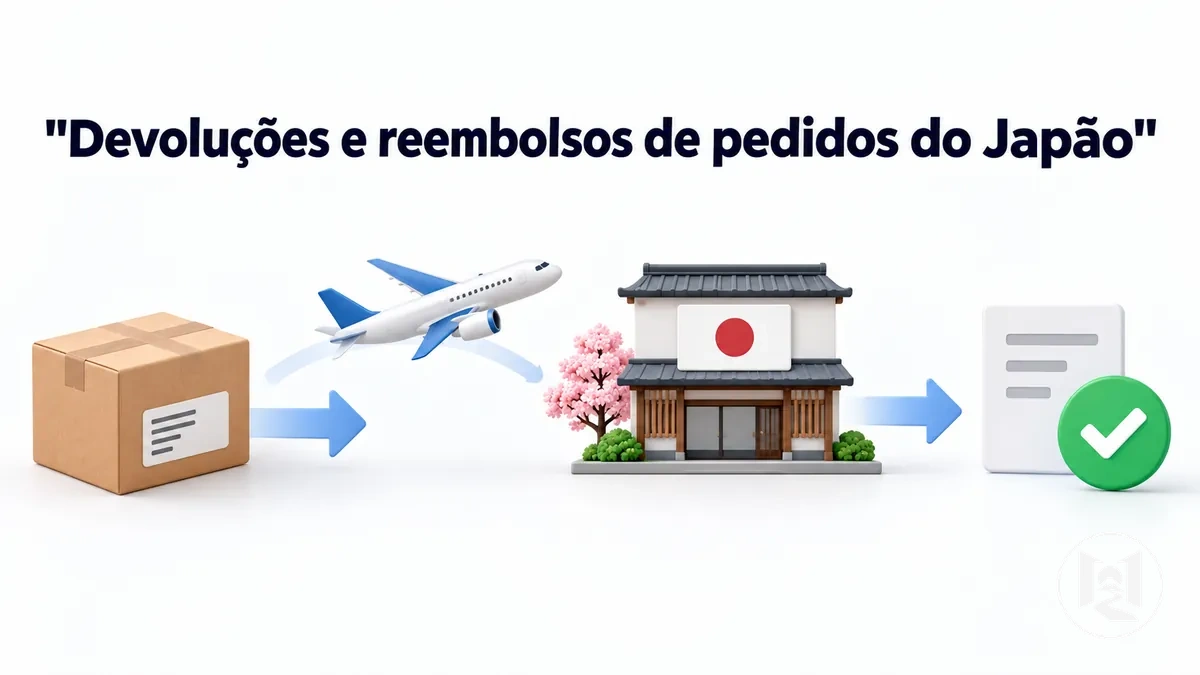 Processo de devolução e reembolso de um pedido online enviado do Japão