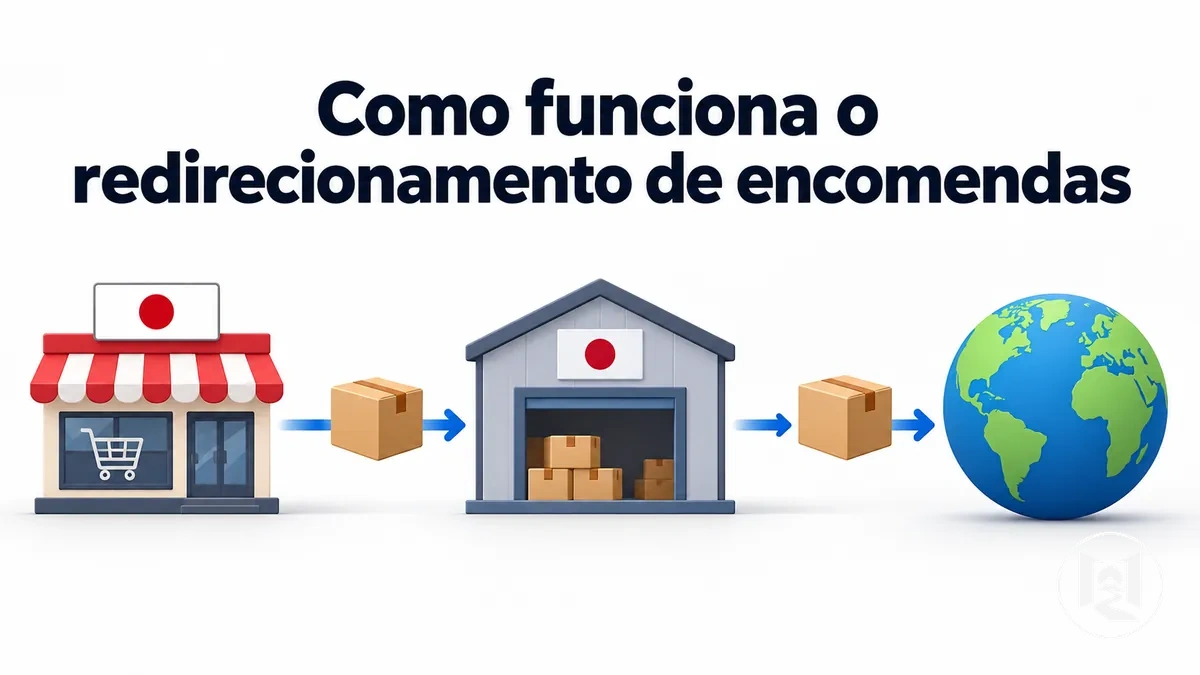Fluxo de redirecionamento de encomendas de lojas online japonesas