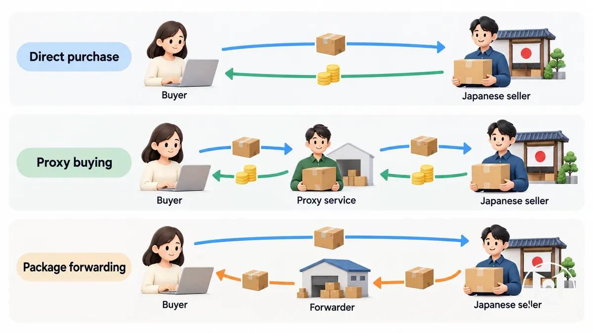 Caminhos de responsabilidade de devolução para compras diretas, compras via proxy e redirecionamento de encomendas do Japão