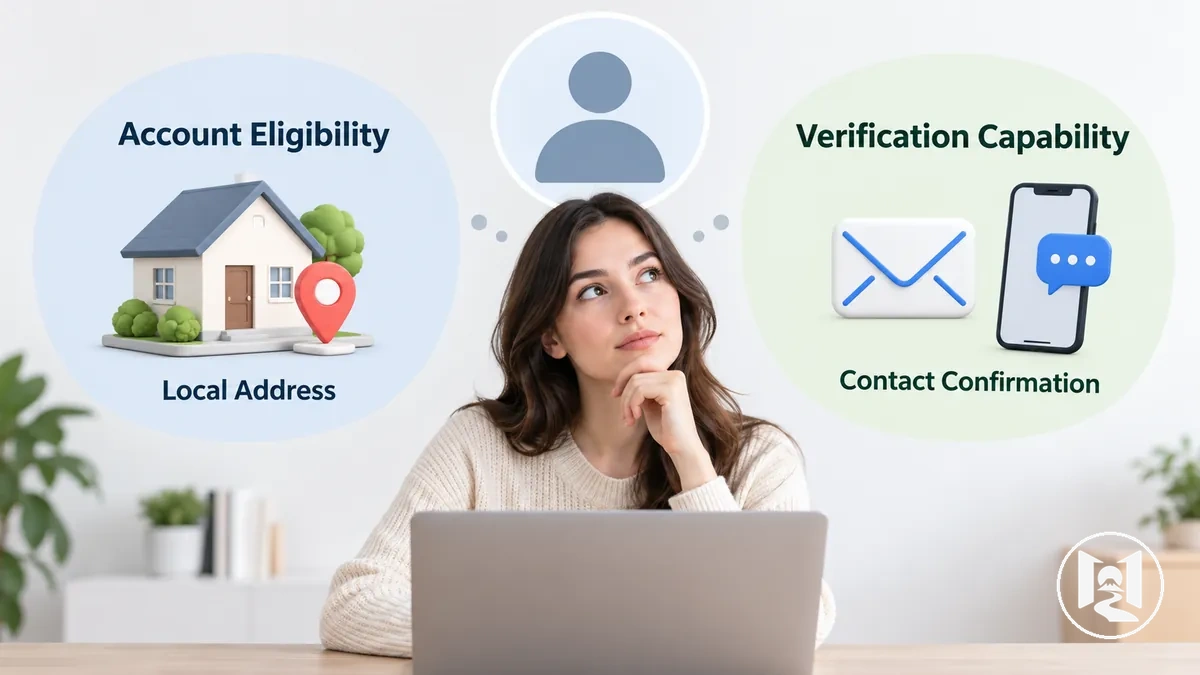 Comprador no exterior analisando requisitos de cadastro e verificação de conta para um site japonês